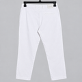 White Straight Fit Stretch Pants With Multi Pocket - W-147