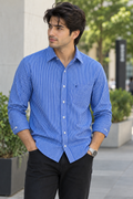 Full Sleeves Vertical Stripe Formal Shirt With Chest Pocket - M-150