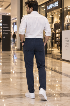 Man Slim Fit Dark Navy Pants With Multi Pocket - M-152