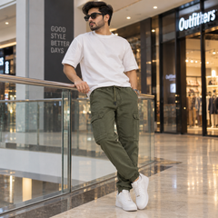 Olive Green Cargo Jogger Pants - M-153