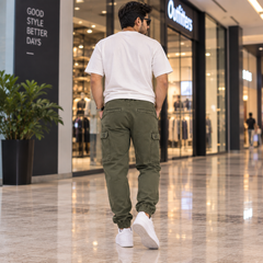 Olive Green Cargo Jogger Pants - M-153