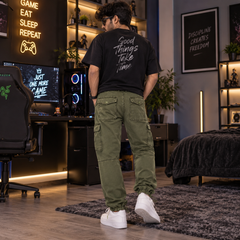 Olive Green Cargo Jogger Pants - M-155