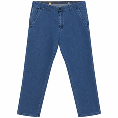 Mid Blue Straight Fit Stretch Denim Pants - M-156