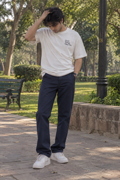 Navy Blue Slim Fit Pants With Multi Pocket - M-161