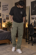 Olive Green Cargo Pants With Multi Pocket - M-163