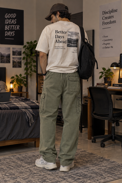 Olive Green Cargo Pants With Multi Pocket - M-163