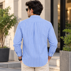 Full Sleeves Striped Casual Shirt With Front Chest Pocket - M-145