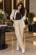 High Waist Straight Leg Off-White Jeans - W-137