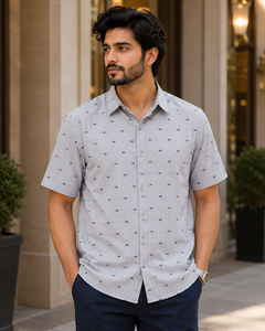 Short Sleeves Button Down Printed Shirt - M-140