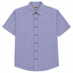 Short Sleeves Button Down Checkered Shirt - M-141