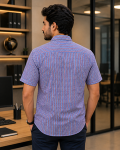 Short Sleeves Button Down Checkered Shirt - M-141