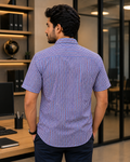 Short Sleeves Button Down Checkered Shirt - M-141