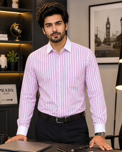 Full Sleeves Striped Casual Shirt With Front Chest Pocket - M-143