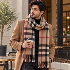 Check Wool Muffler Light and Soft - R-28
