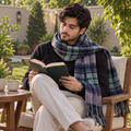 Check Wool Muffler Light and Soft - R-29