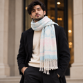 Soft Woolen Stole - Light Blue & Aztec Pattern-R-38