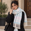 Soft Woolen Stole - Light Blue & Aztec Pattern-R-38
