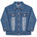 Classic Faded Denim Jacket with 3/4 Sleeves - K-175
