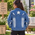 Classic Faded Denim Jacket with 3/4 Sleeves - K-175
