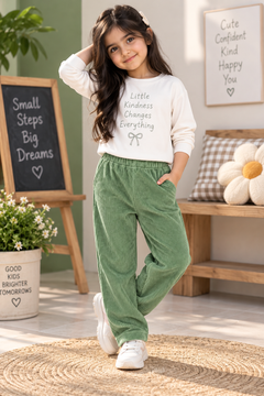 Corduroy Leggings with Elastic Waist - K-179