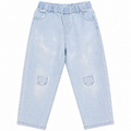 Denim Pants with Cute Bear Patch And Multi Pocket - K-180