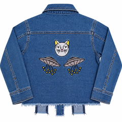 Distressed Frayed Hem Denim Jacket - K-173