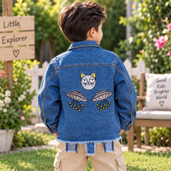 Distressed Frayed Hem Denim Jacket - K-173