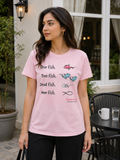 Short sleeves round neck front graphic t shirt - W-115