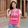 Raglan Sleeves Round Neck With Graphic Print T-Shirt - K-21