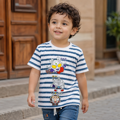 Short Sleeves Round Neck With Fun Carton Graphic Print T-Shirt- K-22
