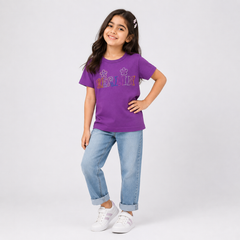 Half Sleeves Round Neck With Graphic Print T-Shirt- K-32