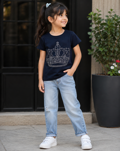 Black Studded Crown T-Shirt - K-40