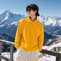 Quarter-Zip Standup Collar Ribbed Cuff Sweatshirt