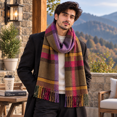 Earthy Check Tassel Muffler - R-3