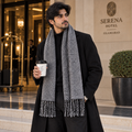 Grey Herringbone Wool Muffler - R-16