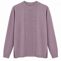 Taupe Cable Knit Winter Sweater with Beaded Front Design - Full Sleeves - W -182