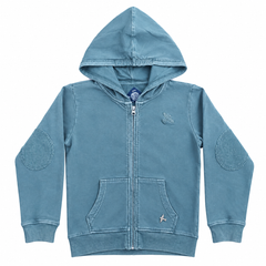 Dusty Green Garment  Zipper Hoodie with Elbow Patch With Cangro Pocket - K-201