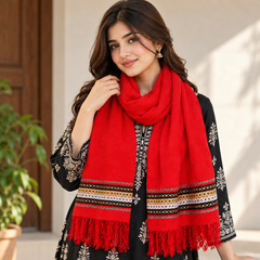 Red Color with Heavy Embroidered Border - R-66
