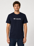 Half Slevees Round Neck Columbia Black Logo T-Shirt - M-40