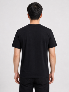 Half Slevees Round Neck Columbia Black Logo T-Shirt - M-41