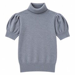 Short Sleeves Plain, High Neck,   - W -174