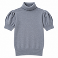 Short Sleeves Plain, High Neck,   - W -174