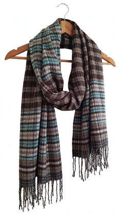 Check Wool Muffler Light and Soft - R-30