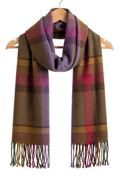 Earthy Check Tassel Muffler - R-3