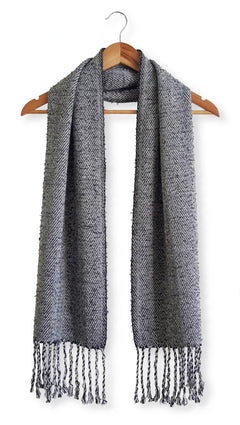 Grey Herringbone Wool Muffler - R-16