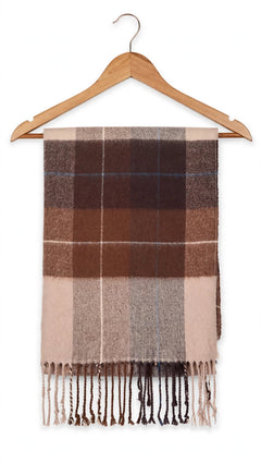 Check Wool Muffler Light and Soft - R-15