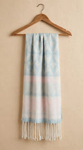 Soft Woolen Stole - Light Blue & Aztec Pattern-R-38
