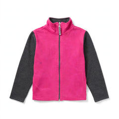 Two-Tone Pink & Charcoal Mock Neck Zipper Jacket - K-193