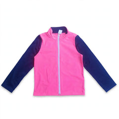 Two-Tone Mock Neck Zipper Jacket - Lightweight - K-194