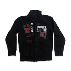Graphic Mock Neck Zipper Jacket With Cangro Pocket - K-197